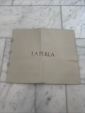 La Perla White Paper Shopping Bag Tote with Gold Logo